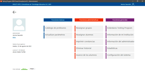 Sección de estadísticas