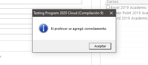 El profesor se agregó correctamente