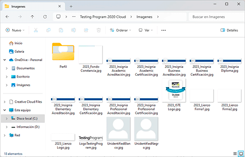 Busca la ruta C:\Program Files\Testing Program 2020\Imagenes