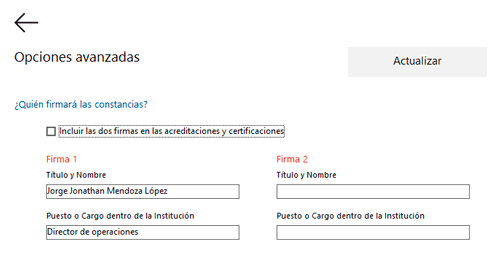 Haz clic en actualizar