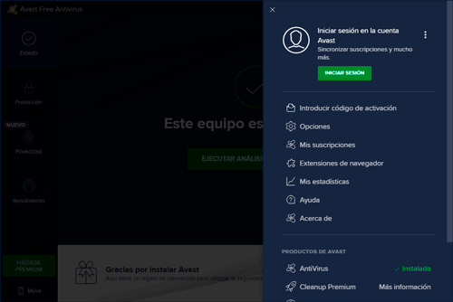 Ingresa a las opciones