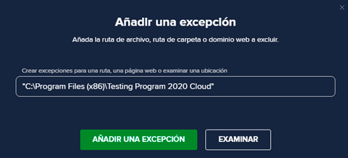 Añadir una excepción