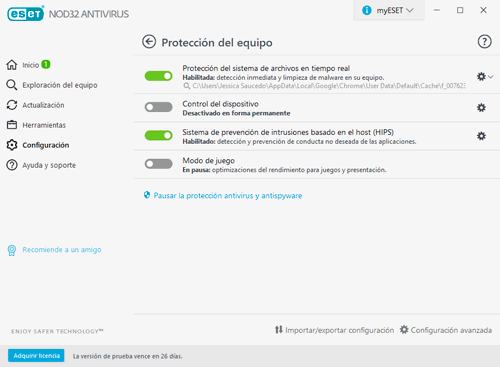 Haz clic en el icono configuración
