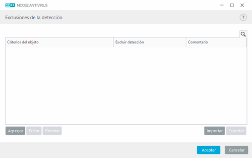 Selecciona la opción editar exclusiones