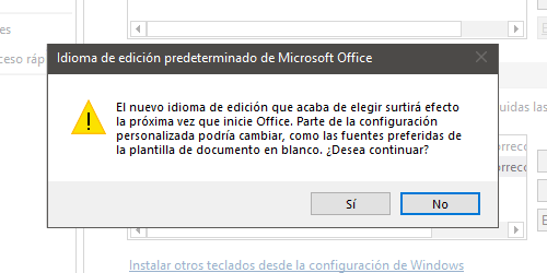 Haz clic en el botón sí