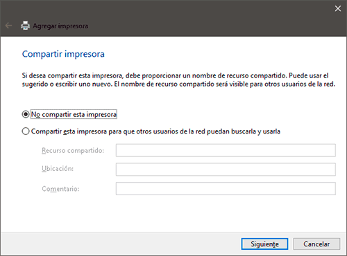 No compartir esta impresora