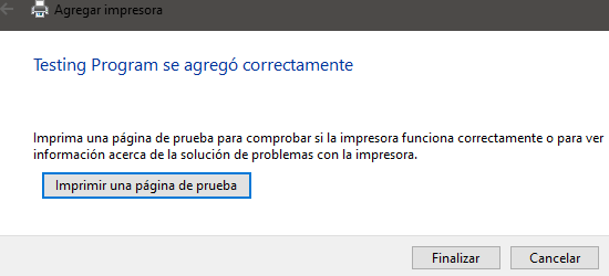 La impresora se ha agregado correctamente