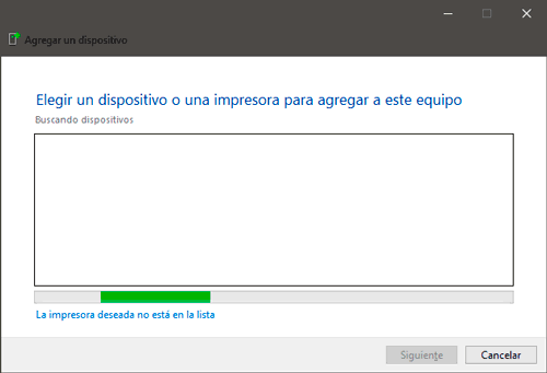 Haz clic en la opción La impresora deseada no está en la lista 