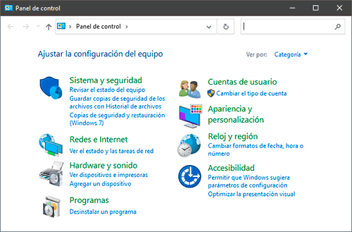 Haz clic en desinstalar un programa
