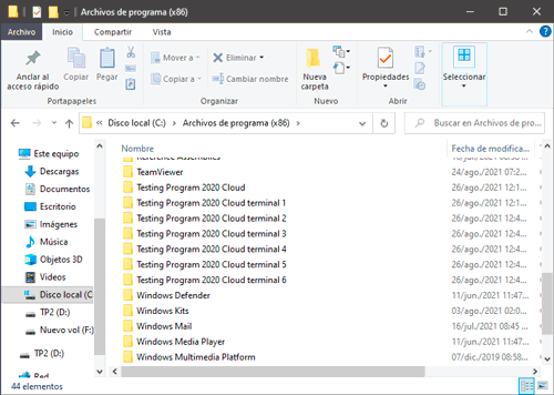 Ingresa a la carpeta Testing Program 2020 Cloud correspondiente a la terminal