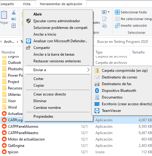 Crea un acceso directo del archivo CATPLogIn.exe en el escritorio
