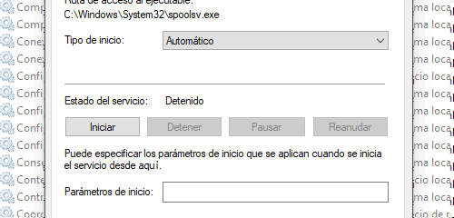 Dentro de la sección etado de servicio haz clic en inciar